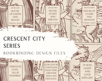 Crescent City-serie boekbinden omslagontwerp SVG-bestanden – volledige set ontwerpen - Sarah J Maas-boeken voor de Cricut en silhouet vinyl snijden