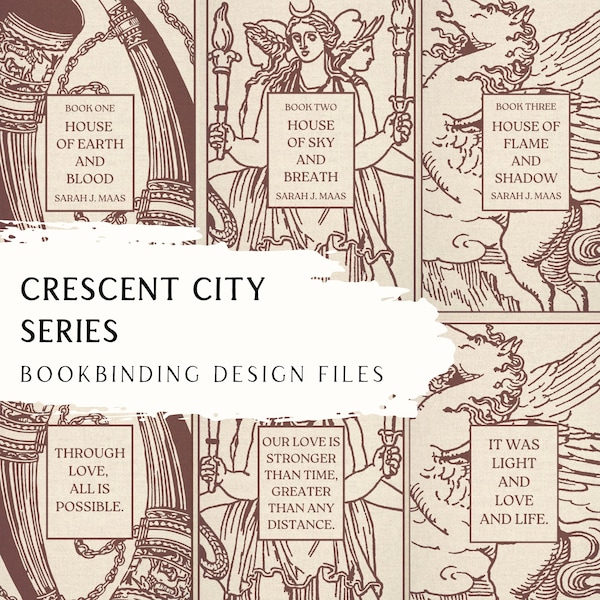 Crescent City-serie boekbinden omslagontwerp SVG-bestanden – volledige set ontwerpen - Sarah J Maas-boeken voor de Cricut en silhouet vinyl snijden
