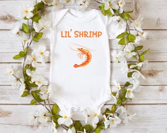 Little Shrimp Baby Bodysuit One Piece Toddler T-Shirt | Funny Ocean Themed Baby Shower Decor Gift | Sea Animals | Cute Baby Shrimp Clothes