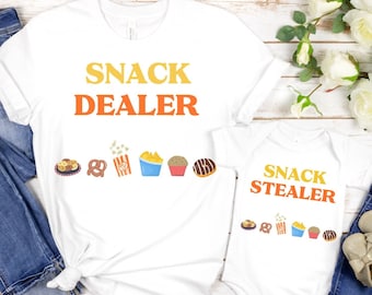 Distribuidor de refrigerios Ladrón de refrigerios Camisa para niños Coincidencia de mamá Hija Camisas familiares a juego, Camisa divertida de mamá, Mamá pequeña, Regalo divertido de mamá, Mamá T