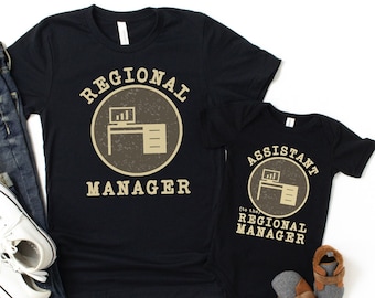 Regionsleiter Assistent des Regionsleiters Passende Papa Baby Shirts Säugling Bodysuit Strampler Ein Stück Vatertag Büro Humor