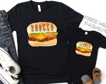 Burger & Slider Men's T-shirt and Infant Bodysuit Dad and Baby Matching Set, Burger Shirt, Slider Shirt, Funny Shirts, Father's Day Gift Dad