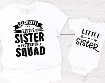 Big Brother Little Sister Shirts, Security Protection Squad, Baby Bodysuits, Matching Sibling Shirts, Outfits, Big Brother Announcement Gift