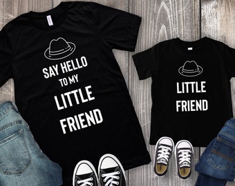 Say Hello To My Little Friend Matching Daddy Baby Shirts Infant Bodysuit Romper One Piece Father's Day Cute Gift for New Dad