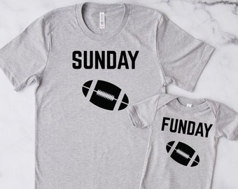 Papa und Baby T-Shirts, Vater Sohn Shirts, Vater Tochter, Sonntag Lustige Fußball Shirts, passende T-Shirts, Vatertagsgeschenk für Papa