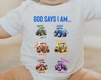 God Says I Am Baby Bodysuit, Christian Baby Outfit, Bible Verse Baby Clothes, Religious Baby Gift, Scripture Baby Shower Gift, New Baby Gift