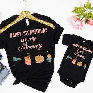 Alles Gute zum 1. Geburtstag als meine Mami-Mama-Mama-Baby-Outfit-Set Geburtstagsgeschenk Überraschungsparty Body Neue Mama-Mama-T-Shirt Geburtstagsgeschenk