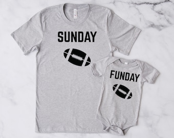 Papa und Baby passende Shirts, Vater Sohn Shirts, Vater Tochter, Sonntag Spaß Fußball Shirts, passende T-Shirts, Vatertagsgeschenk für Papa