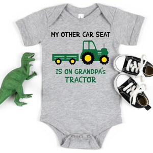 My Other Car Seat Is On My Grandpa&#39;s Tractor Baby Bodysuit One Piece, Cute Farm Baby, Farmer Dad Gift, Farm Pregnancy Announcement, New Baby