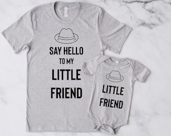 Say Hello To My Little Friend Matching Daddy Baby Shirts Infant Bodysuit Romper One Piece Father's Day Cute Gift for New Dad