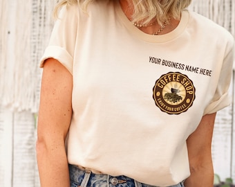 Customized Coffee Shop Logo Shirt, Customized Coffee Logo Shirt, Custom Coffee Shirt, Coffee Business, Coffee Shop Uniform, Coffee Company