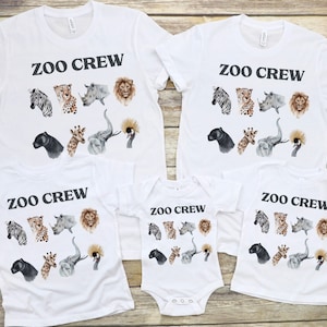 Camisa da tripulação do zoológico, camisas combinando com a família, tratador de animais, combinação familiar personalizada, camisa de viagem ao zoológico, camisa de primos, camisa de bebê mamãe irmão irmã