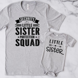 Big Brother Little Sister Shirts, Security Protection Squad, Baby Bodysuits, Matching Sibling Shirts, Outfits, Big Brother Announcement Gift