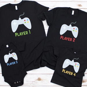 Player 1 Player 2 Matching Dad Baby Shirts Infant Bodysuit Romper One Piece Father&#39;s Day Cute Gift for New Gamer Dad Father Son Daughter