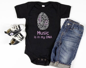 Music Is In My DNA Baby Bodysuit, Cute Musician Bodysuit, Music lover gift, Music Baby Clothes, Baby Shower Gifts, Cute Baby Apparel