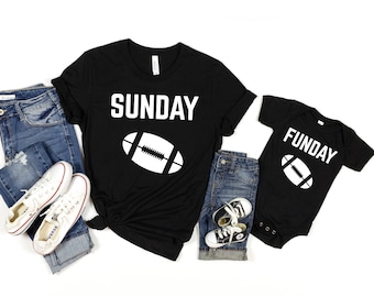 Mama und Baby passende Shirts, Mutter Sohn Shirts, Mutter Sohn, Sonntag Spaß Fußball Shirts, passende T-Shirts, Muttertagsgeschenk für Mutter und Sohn