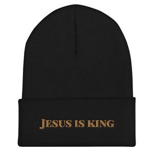 Testament Logo Beanie For Men - Black Stretch Knit Cap, Discharge Print, One Size Fits Most - View #3
