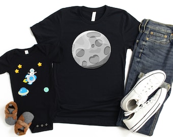 Matching Shirts for Dad and Baby, Moon Shirt and Astronaut Shirt, Fathers Day Gift, Father Son Matching Shirts, Space Theme Tee, Space Shirt