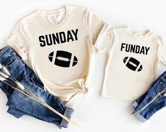 Mama und Baby passende Shirts, Mutter Sohn Shirts, Mutter Sohn, Sonntag Spaß Fußball Shirts, passende T-Shirts, Muttertagsgeschenk für Mutter und Sohn