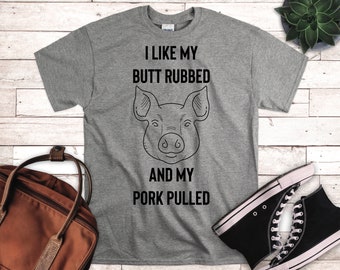 Funny Barbecue Apron, Butt Rubbed Pork Pulled, Meat BBQ Apron, Offensive Apron, Fathers Day Cooking Gift, Funny Gift for Dad, Pig Lovers