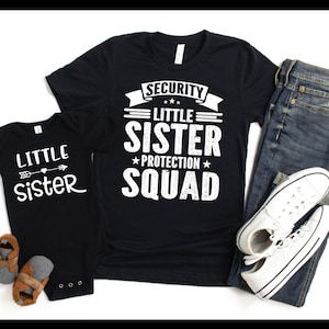 Big Brother Little Sister Shirts, Security Protection Squad, Baby Bodysuits, Matching Sibling Shirts, Outfits, Big Brother Announcement Gift
