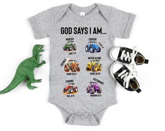 God Says I Am Baby Bodysuit, Christian Baby Outfit, Bible Verse Baby Clothes, Religious Baby Gift, Scripture Baby Shower Gift, New Baby Gift