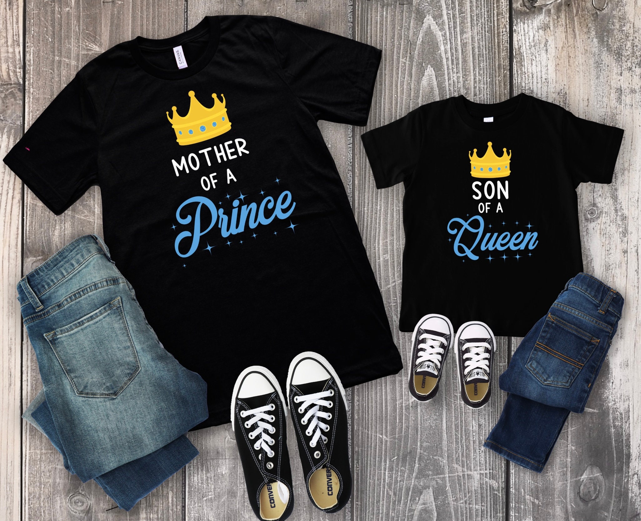 Mother of a Prince, Son of a Queen Matching Mother and Me Shirts for…