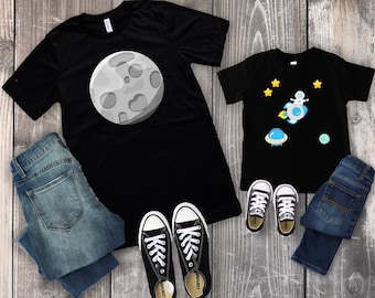 Matching Shirts for Dad and Baby, Moon Shirt and Astronaut Shirt, Fathers Day Gift, Father Son Matching Shirts, Space Theme Tee, Space Shirt