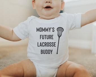 El futuro de mamá Lacrosse Buddy Body de bebé de una pieza, regalos divertidos para bebés / Ropa de bebé temática de Lacrosse / Papá de Lacrosse / Cosas de bebé laxas