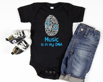 Music Is In My DNA Baby Bodysuit, Cute Musician Bodysuit, Music lover gift, Music Baby Clothes, Baby Shower Gifts, Cute Baby Apparel