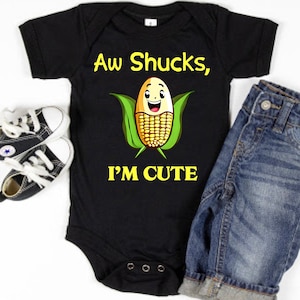 Farmer Baby Clothes Corn Baby Bodysuit One Piece Toddler T-Shirt | Aw Shucks I&#39;m Cute | Future Farmer | Little Farmer | Farm Hand Corn Baby