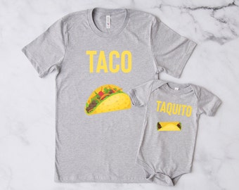 Taco & Taquito Men's T-shirt and Infant Bodysuit Dad and Baby Matching Set, Taco Shirt, Taquito Shirt, Funny Shirts, Father's Day Gift Dad