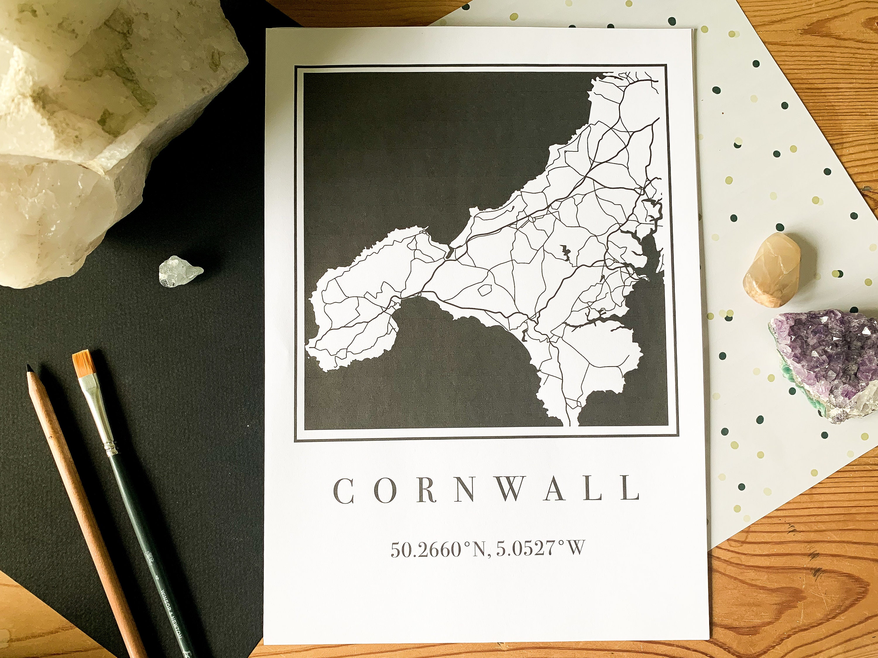 Personalised Map Illustration Cornwall A4 Art Print Etsy