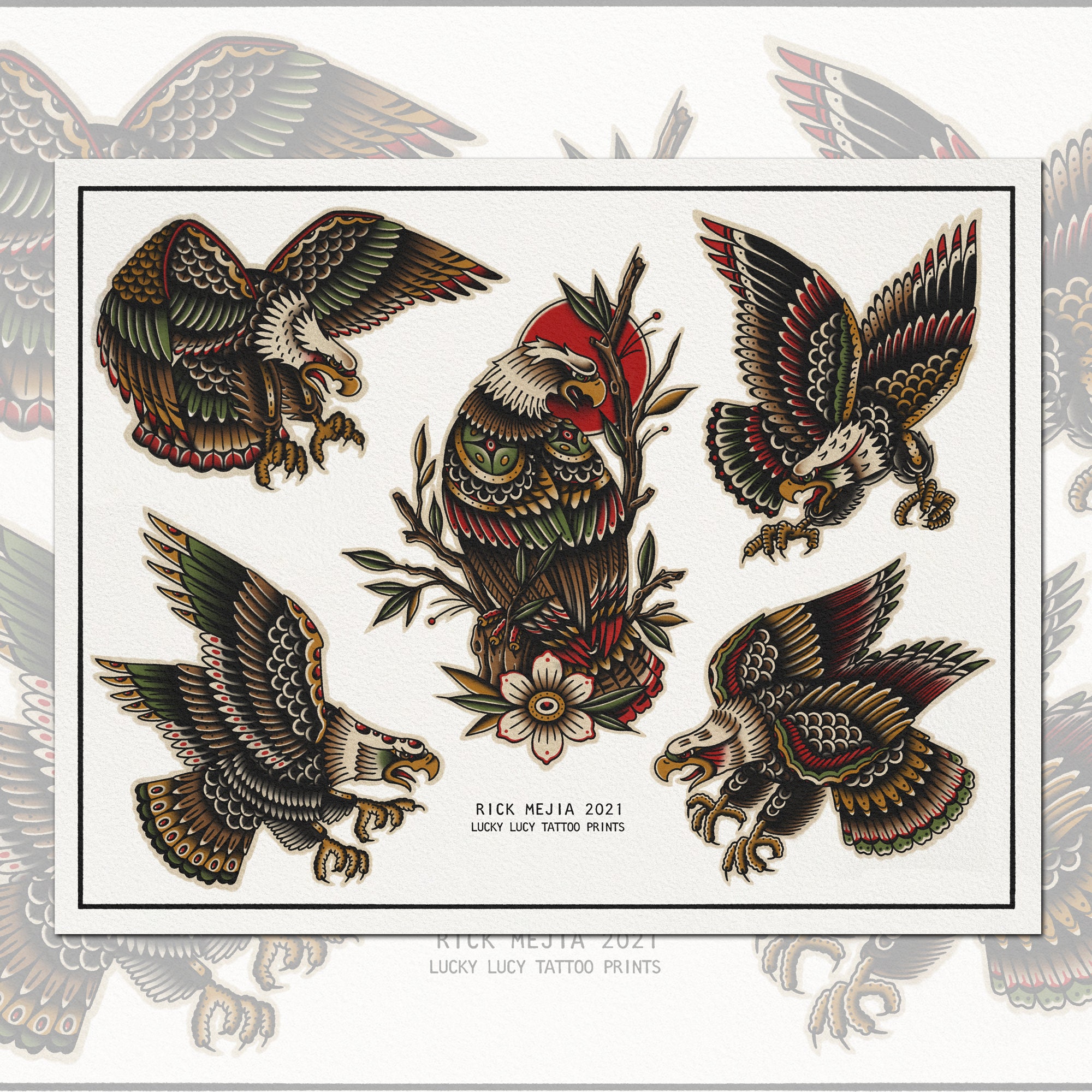 old school eagle tattoo flash