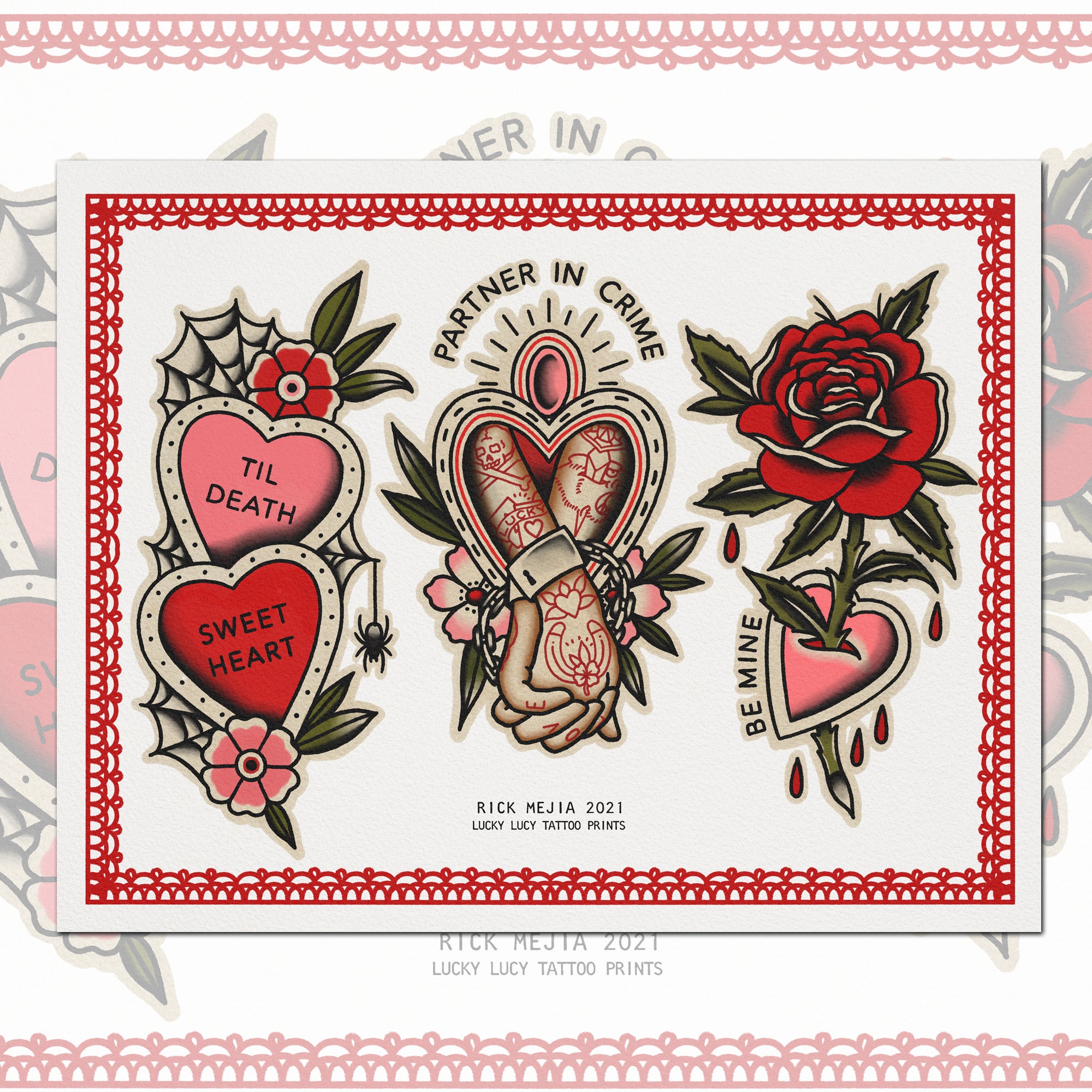 ハードカバー2006年オリジナル版tattoo icons victionary Print 11x14 