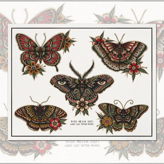 Print 11x14 "Butterfly" Tattoo Flash