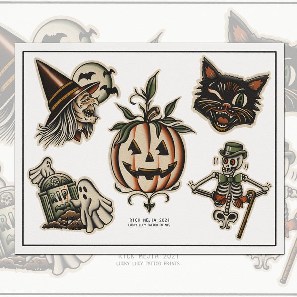 Halloween Flash Tattoo - Etsy
