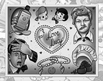 Imprimir 11x14 "I Love Lucy" Tattoo Flash