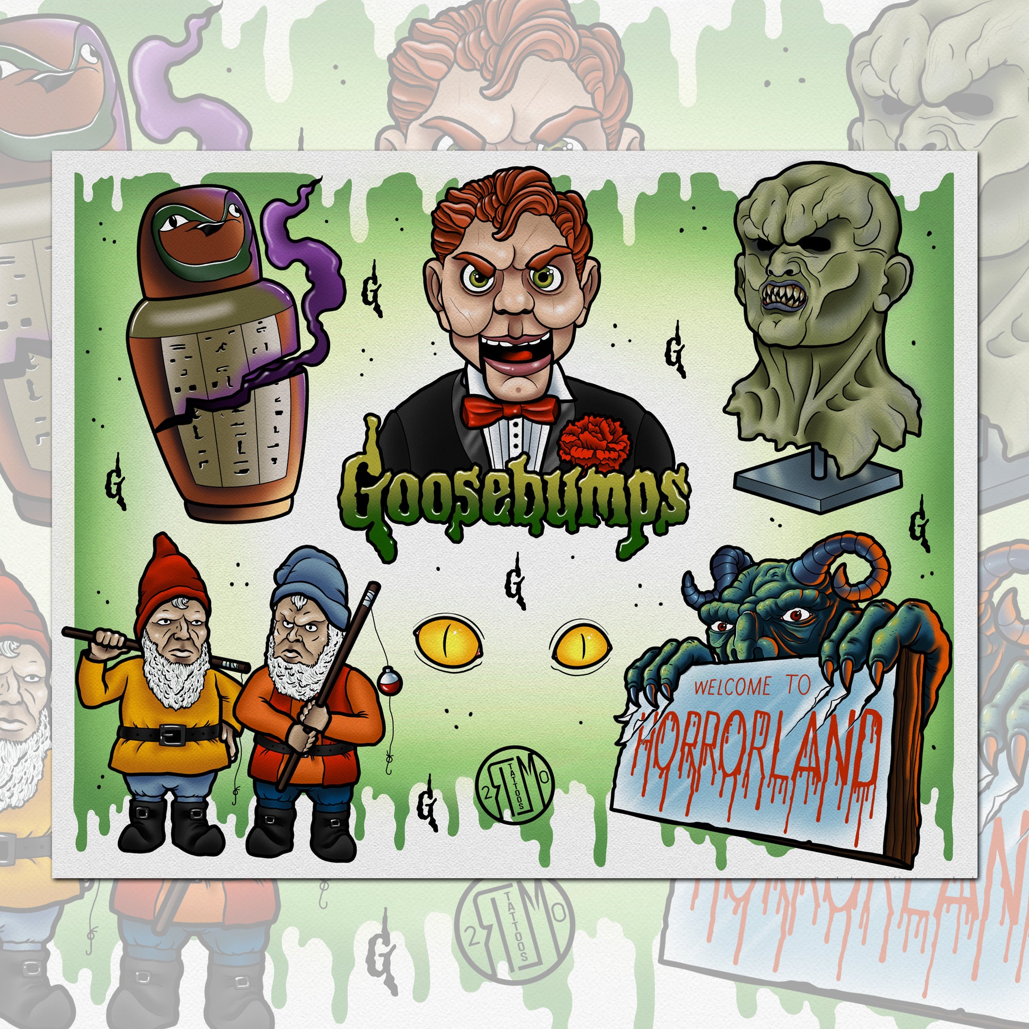 Print 11x14 Goosebumps Tattoo Flash Etsy