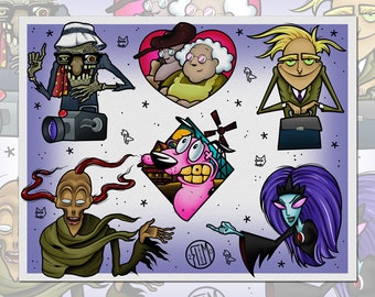 Print 11x14 &quot;Courage the Cowardly Dog&quot; Tattoo Flash