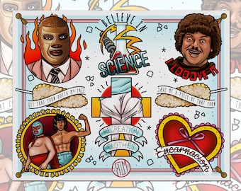 Print 11x14 &quot;Nacho Libre&quot; Tattoo Flash