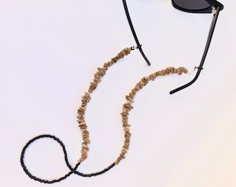 Sunglasses Chain / necklaces with fossil wood -  catena catenella collana per occhiali in legno fossile, fatta a mano