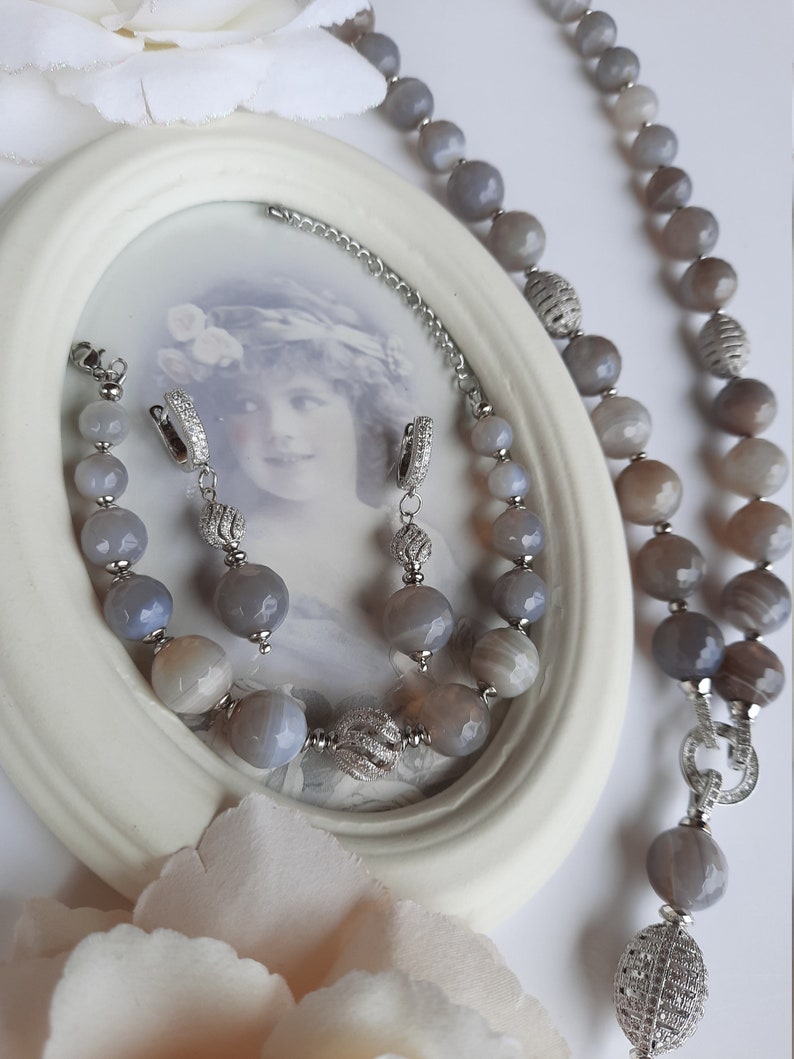 Premium quality grey agate earrings