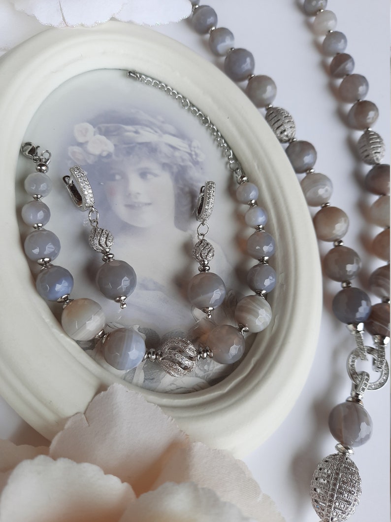 Premium quality grey agate earrings