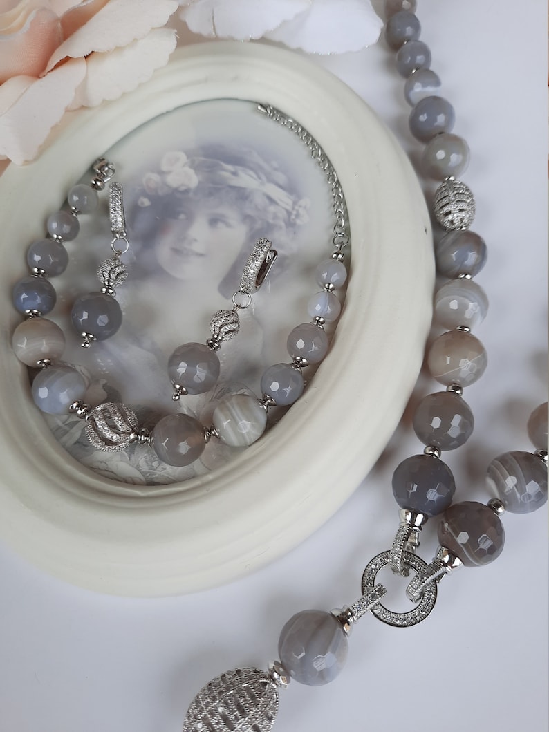Premium quality grey agate earrings