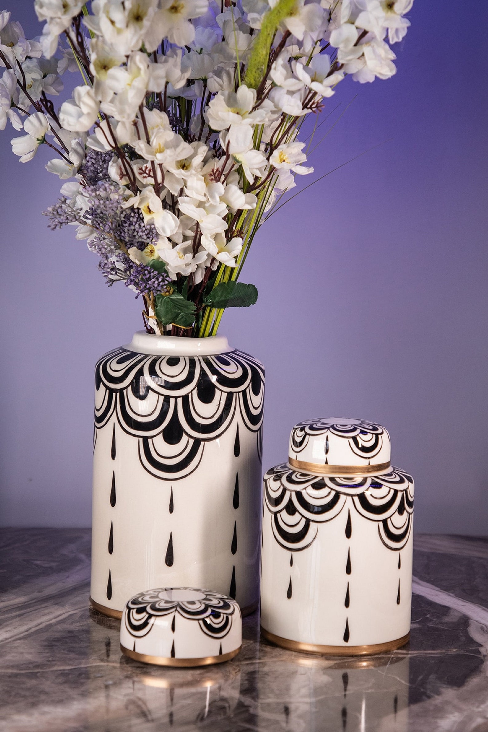 Set of 2 Ceramic Cylinder Lid Vases Handmade Special Design Etsy