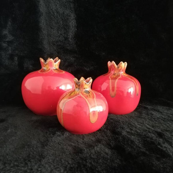 Red Ceramic Pomegranate  Vase Set of 3, Handmade Pottery, Turkish Ceramic, Home Decor, Table Decor, Handpainted From Turkey, Ornaments