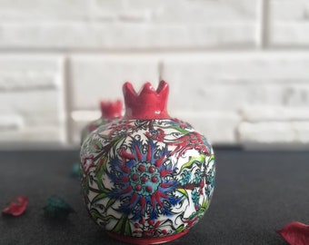 Jarrón de granada hecho a mano, granada de cerámica, jarrón, cerámica, decoración del hogar, decoración de la mesa, decoración de la cocina, cerámica turca, decorativa, bonito regalo