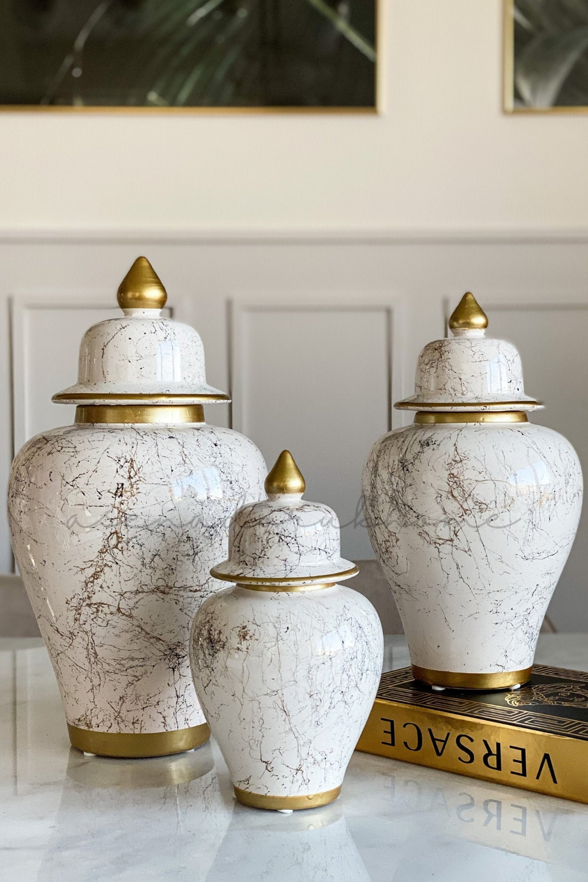 White Ceramic Handmade Vase with Lid Set of 3 Turkish Tile Etsy