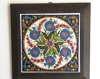 Turkish Ceramic 15 cm Tiles for kitchen or bathrooms, Decorative tiles , Wall Decoration, Framed  , Wall Art, Floral Pattern, Floor Tile